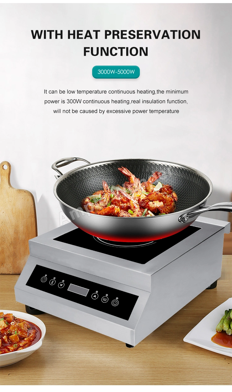 Restaurant 1000-2000W Induction Hob Cooker Induction Powerful Stainless Steel Commercial Induction Cooker with Copper Coil (AM-CD108W)