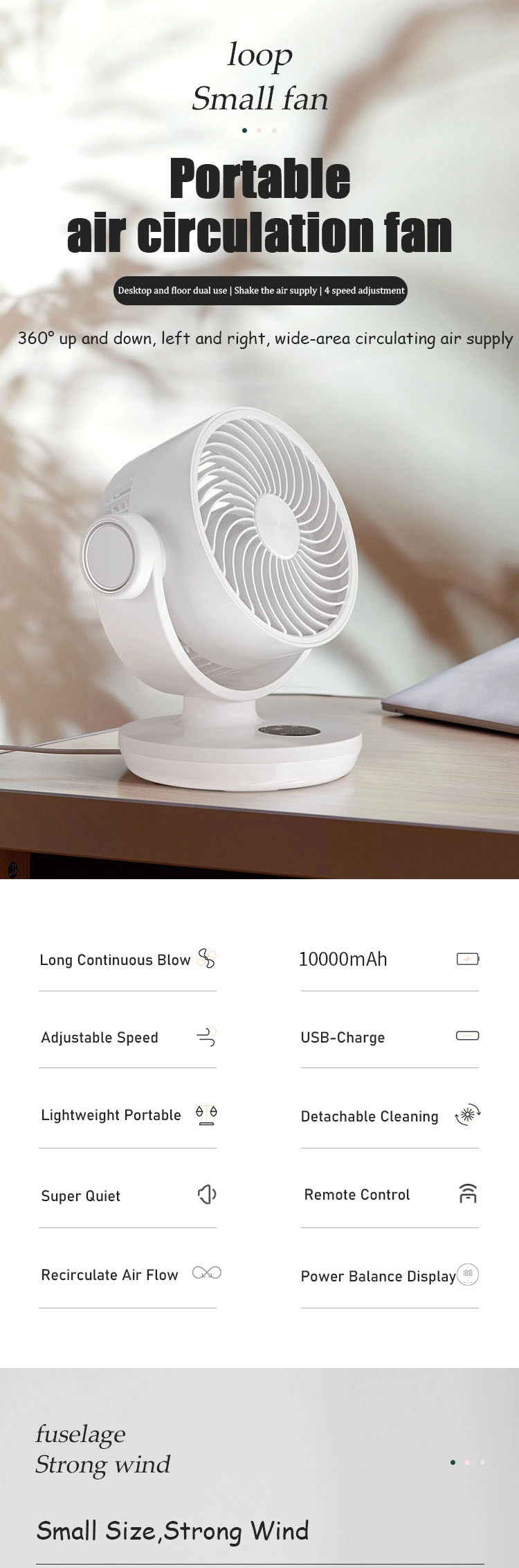 2022 New Arrival LCD Display USB Air Cooling Summer Mini Circulating Fan