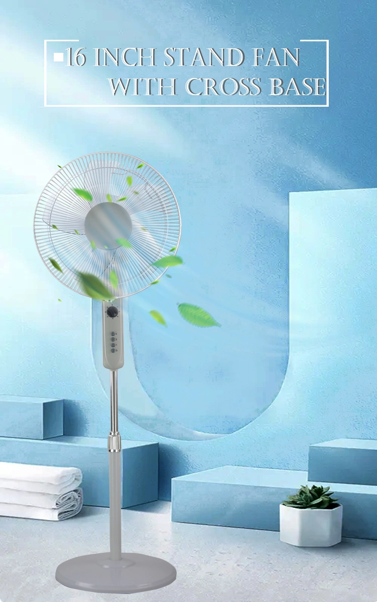 Grey Color Circulating Oscillating Floor Pedestal Fan Air Cooler Prices China Supplier Factory 16 Inch 45W Belower Stand Fans