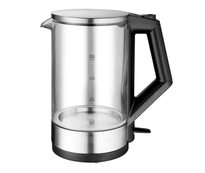 Electric Kettle Glass Body with Stainless Steel Lid Plastic Base 360 Degree Rotation Cordless Electrical Galss Kettle One Button Lid Open Automatical Power off